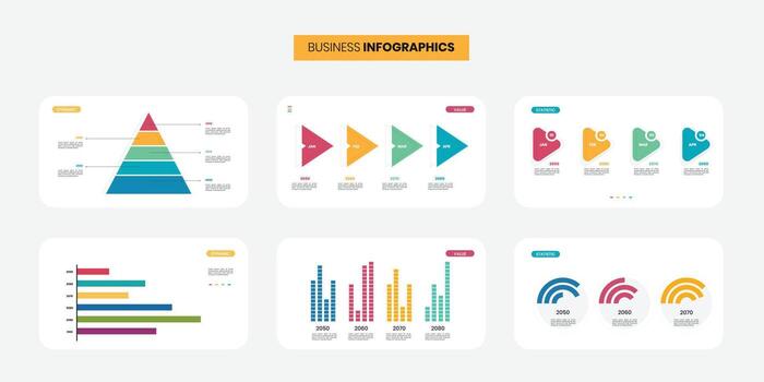 Modern Business presentation charts. Finance reports, marketing data graphs and infographic template set vector