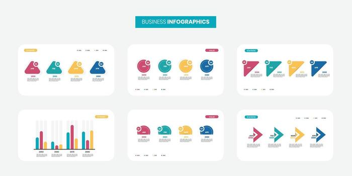 Modern Business presentation charts. Finance reports, marketing data graphs and infographic business template set vector