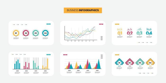 Modern Business presentation charts. Finance reports, marketing data graphs and infographic template vector