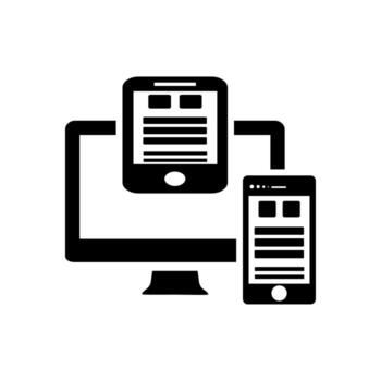 Conceptual icon illustrating responsive web design and seamless content synchronization across multiple digital devices vector