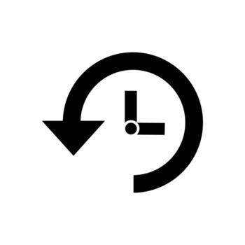 Minimalist history icon with a counter-clockwise arrow and clock hands, a versatile symbol for undo, reverse, or recent activity vector
