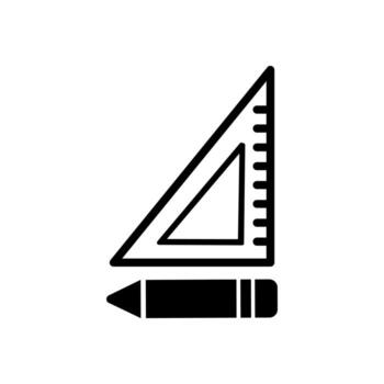 Minimalist icon representing engineering and design, with a set square and drawing tool for technical illustration and educational framework elements vector