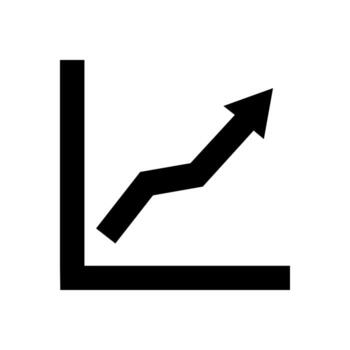 graphic of an increasing stock market chart framed by axes. An isolated symbol representing data analysis and economic improvement vector