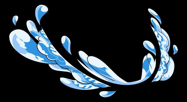 Sharp Water Slash Burst,Dynamic Water Sword Technique Effect vector