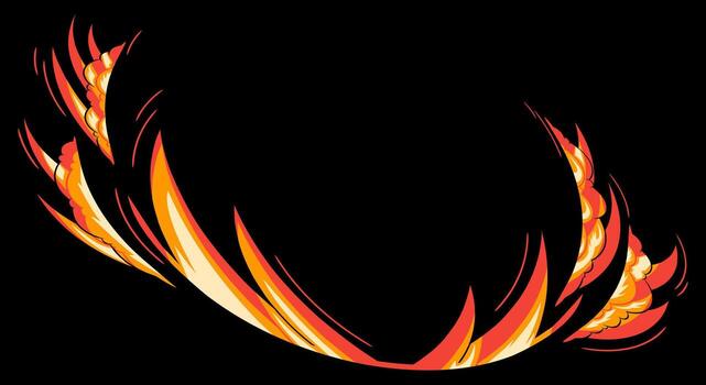Fiery Blade Slash Effect A sharp, blazing energy slash design inspired by action fiction comics. Perfect for depicting special attacks or superpowered abilities. vector