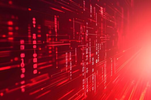 Dynamic Red Abstract Digital Data Visualization with Lines and Patterns photo