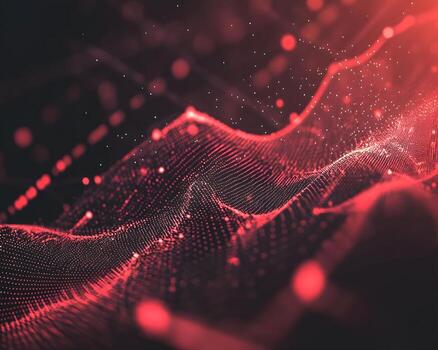 dinámica visualización de resumen datos con olas y puntos en rojo espectro foto
