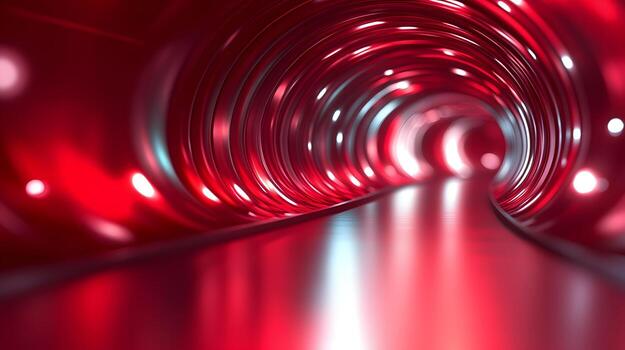 Digital Rendering of a Red Concentric Tunnel with Internal Illumination photo