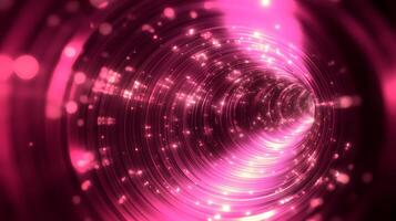 rosado brillante espiral túnel con partículas foto