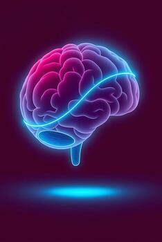 Dynamic illuminated brain with glowing energy path, representing intelligence, ideas, and innovation photo