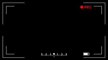 Camera viewfinder overlay with rec indicator and battery level display video