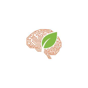 Futuristic AI Brain showcases Neural Tech evolution, a clip art of artificial intelligence and robotics connection, brainstorming green technology for a sustainable machine mind vector