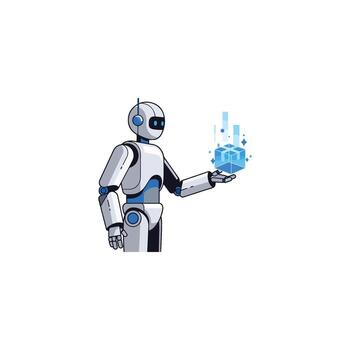 Futuristic robotics clip art shows a Smart Robot's intelligence, an AI Brain concept for technology. The automaton's Machine Mind shows the evolution of Robot Intelligence and efficiency. 35 vector