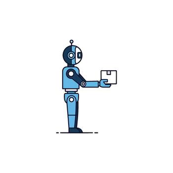 AI robot courier bot for package delivery service. Automation, robotics, and artificial intelligence technology for efficient shipping, logistics, and progress. 10 vector