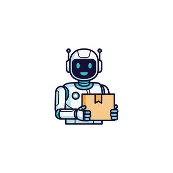 AI Robot Courier Delivering Package Smart Technology Logistics and Shipping Automation for Efficient Delivery Service vector