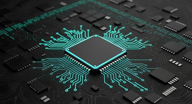 Advanced Microchip Technology Futuristic Processor Design for AI and Computing Innovation photo