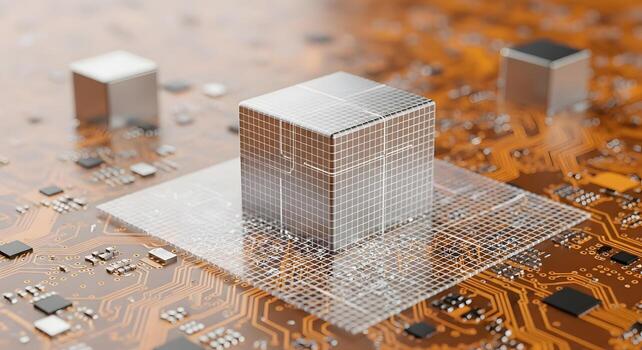 cuántico informática y datos cifrado futurista procesador en circuito tablero foto