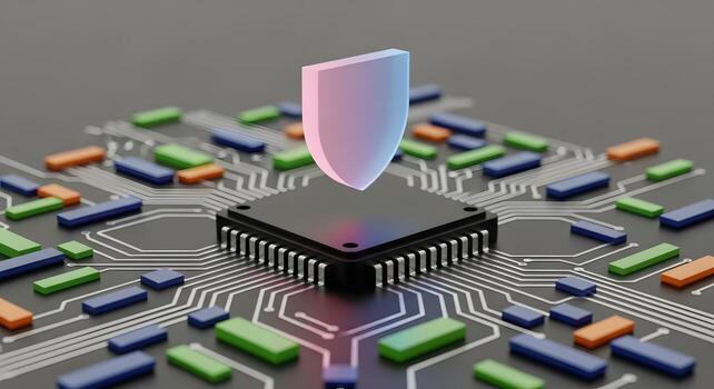 Cybersecurity Chip Protecting Data with Advanced Microchip Technology photo