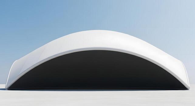 White Tensile Structure, Modern Architectural Canopy, Curved Fabric Tent Design photo