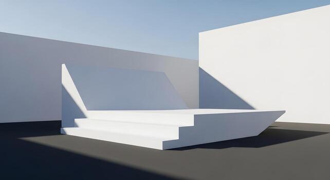 Modern Minimalist White Architecture Steps Platform 3D Render photo