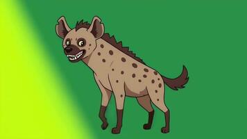 animado hiena com visto pele e sorrindo dentes em verde fundo video