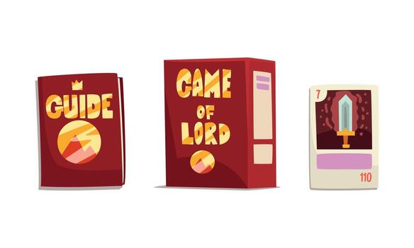 Game of Lord Game Box, Fantasy Guide Book, Fantasy Magic Board Game User Interface Design Cartoon Illustration vector