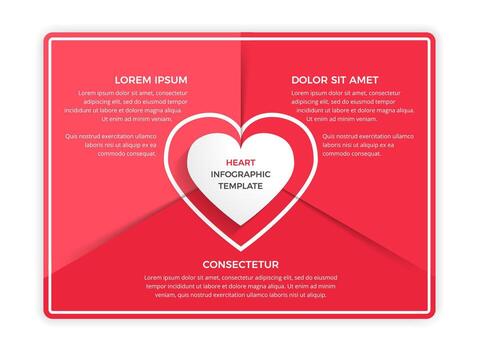Infographic template with heart divided on three elements with place for your text vector