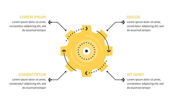 Infographic template with gear with four elements for text vector