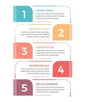 Minimal business infographic design template with five options or steps, process, workflow template vector