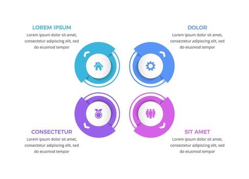 Circle diagram template with four elements, infographic template vector