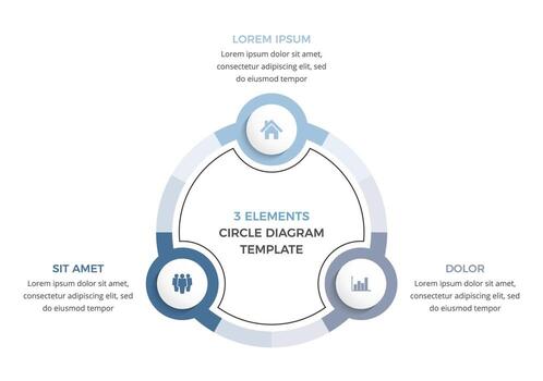 Minimal circle infographic template with three elements, business infographics vector