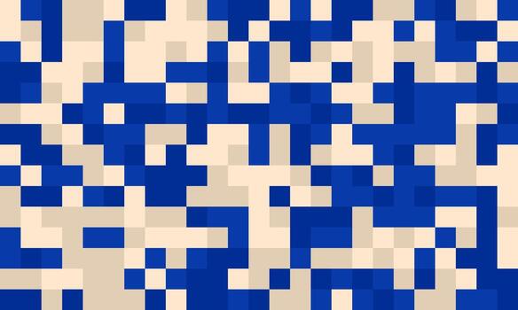 Abstract pixel art background. A dynamic blend of beige and blue squares creates a modern, textured design perfect for websites, presentations, or digital art projects. vector