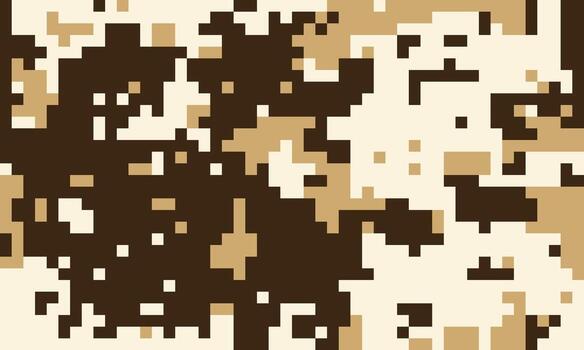 Abstract pixelated camouflage pattern in beige and brown tones. Ideal for backgrounds, textures, or fashion designs, this image evokes a sense of mystery and concealment. vector