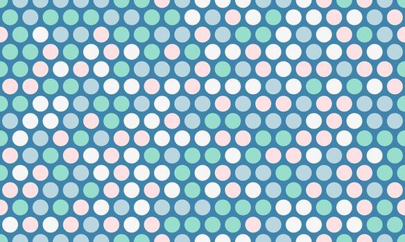 Pastel polka dot pattern. A cheerful, repeating design featuring soft pink, mint green, and light blue circles on a navy background. Ideal for website backgrounds, textiles, packaging, and more. vector
