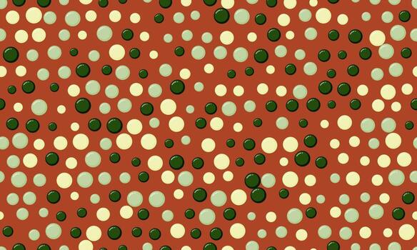 Abstract festive pattern with scattered circles in red, green, and beige. Perfect for backgrounds, textiles, or wrapping paper. vector