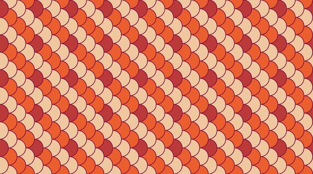 Vibrant, repeating geometric pattern. Interlocking circles in warm autumnal hues create a dynamic, textured background ideal for websites, branding, textiles, and packaging. vector