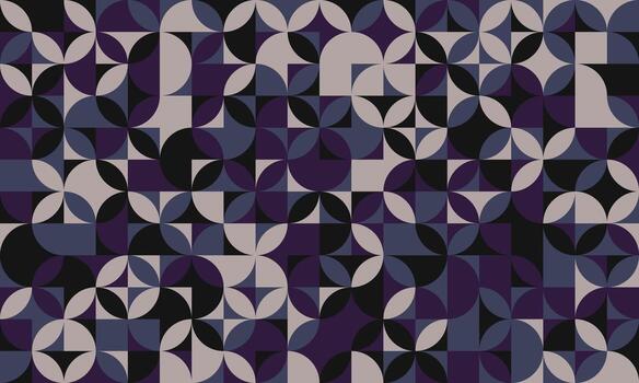 resumen geométrico modelo presentando un cautivador interacción de círculos, cuadrícula, y apagado púrpura, gris, y negro matices vector