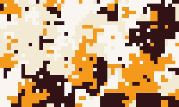 Abstract pixel art background. Dynamic orange, black, and offwhite blocks create a vibrant, textured design. vector