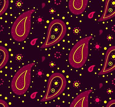 A paisley pattern with dots and polka dots on a dark background vector