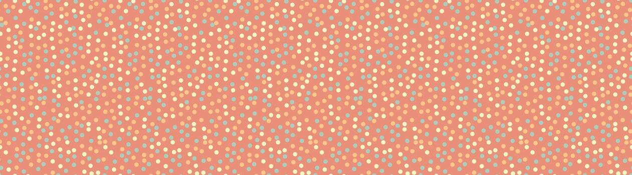 Delightful pastel peach background scattered with tiny, multicolored dots. Perfect for websites, packaging, or textile design. Evokes feelings of joy, spring, and gentle celebration. vector