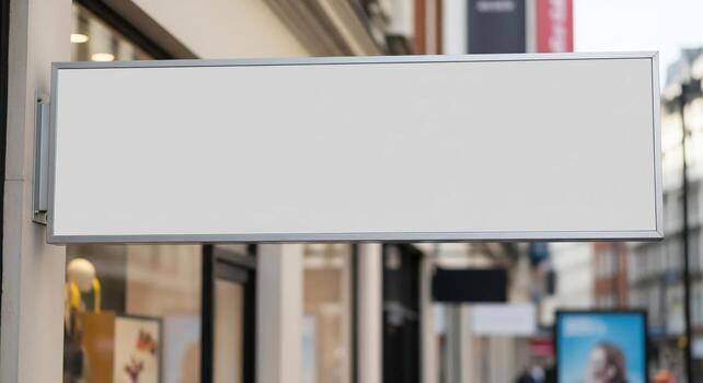 Blank Rectangular Store Sign Mockup on a Building Facade photo