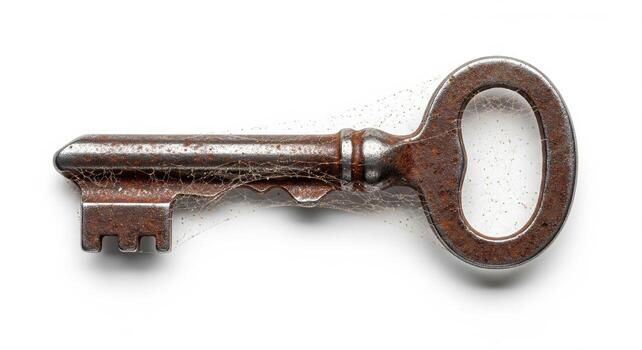 oxidado llave con telarañas foto