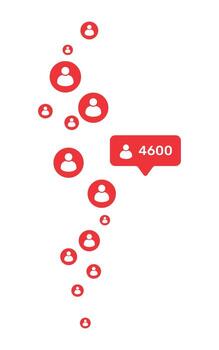 Likes count rising. Social media like icons with red hearts and notification bubble showing likes. illustration representing popularity, engagement, followers, feedback, online interaction vector