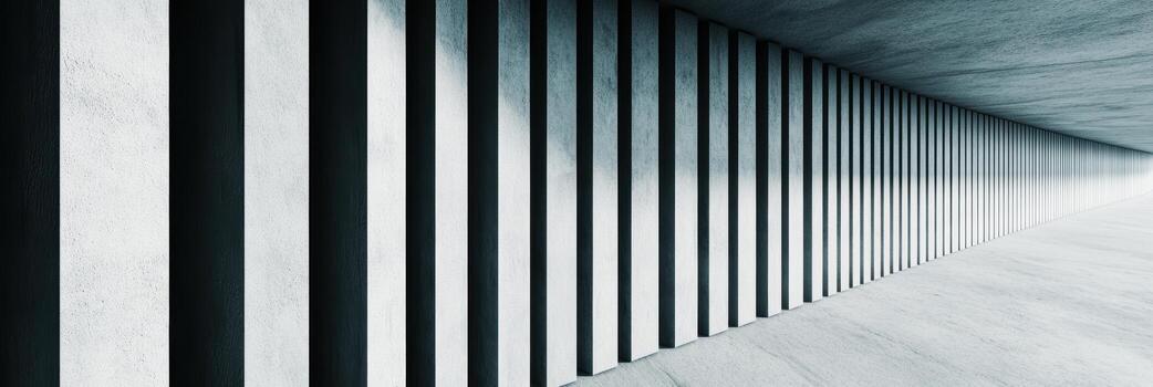 Modern concrete corridor with elongated shadows in a minimalist design photo