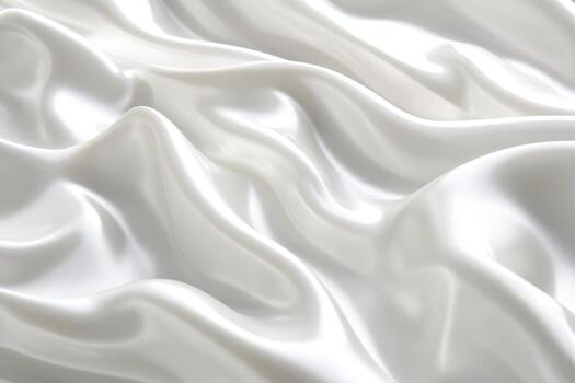 Elegant white satin fabric draped softly with gentle folds and curves photo