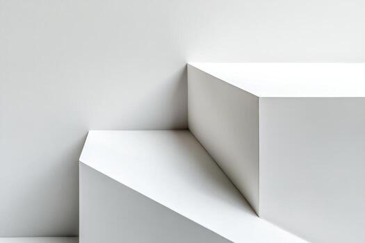 White geometric shapes create a modern and minimalist corner design photo
