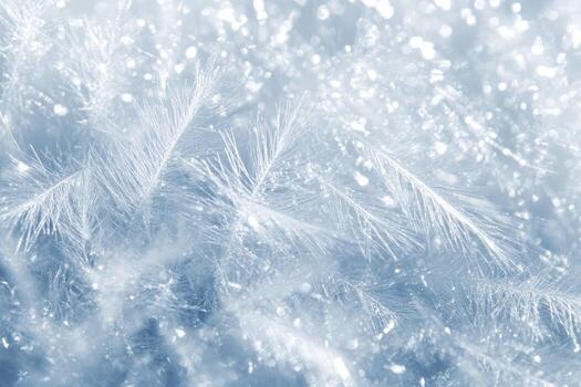 Intricate patterns of frost glistening under natural light in winter photo