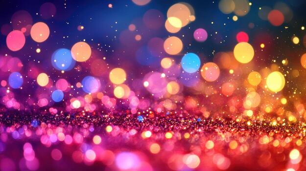 Colorful bokeh lights create a vibrant background for celebrations and events photo