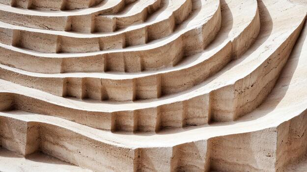 Design of layered texture in a sandy landscape creates elegant waves photo