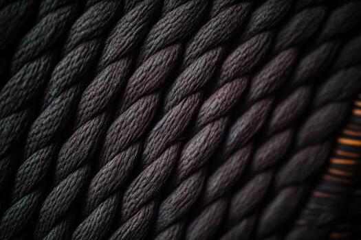 Braided black rope details in close-up view highlighting texture and design photo